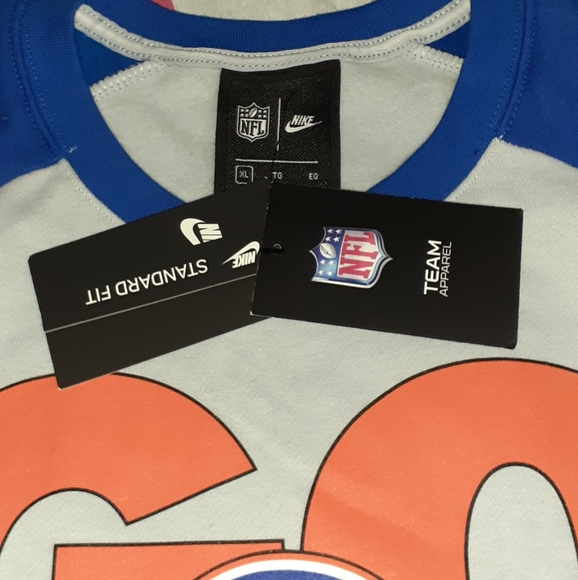 New Nike Denver Broncos Retro Helmet Logo Crewneck Sweatshirt - Picture 3 of 5